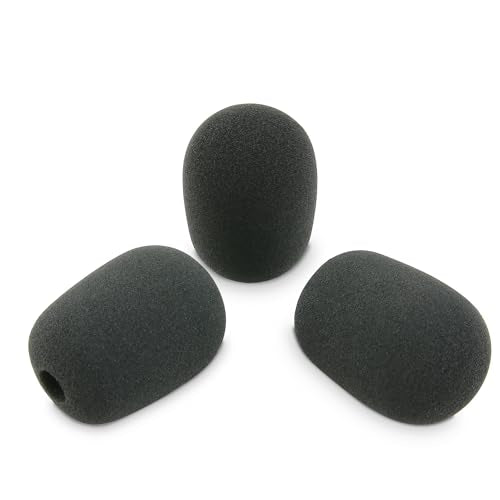 LEFXMOPHY WindScreen for Shure Podium Mic MX418/C MX418S MX418D MX405 MX410 MX415 MX412 Gooseneck Microphone RK412WS Snap-Fit Wind Screen Replacement Pop Filter 3-pack Black Cover Foam Tips