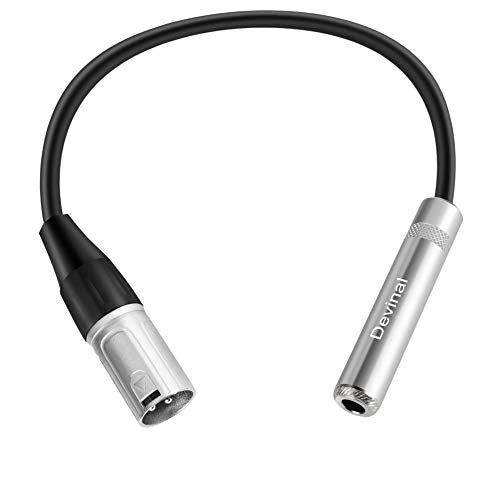XLR Male to 1/4" Female calbe, 3 Pin Male to 6.35mm Socket Audio Cord, XLR Plug to TS/TRS Quarter inch Adapter Connector Converter Metal Construction 1 feet (30 cm) - color: 1. Silver/ 1FT