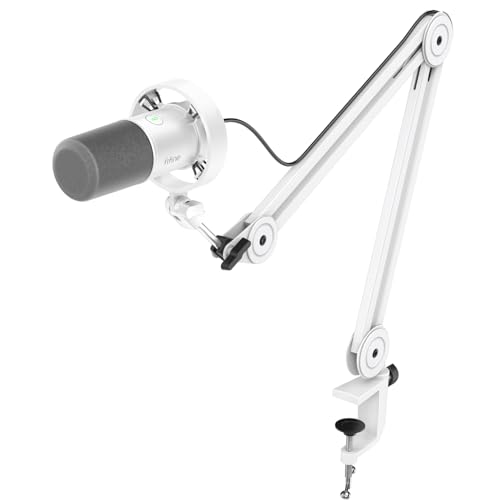FIFINE Podcast XLR/USB Microphone Kit, Studio Dynamic Vocal Mic for Recording, Streaming, Voice-Over, PC Microphone with Boom Arm with Mute, Headphone Monitoring, Metal-AmpliTank K688T White - size: K688T White