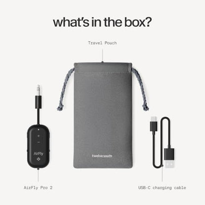 AirFly Pro 2 – Bluetooth Adapter for Airplane, Pair 2 AirPods or Wireless Headphones – 3.5mm AUX Bluetooth Transmitter and Receiver for Cars, Boats, Treadmills, TVs– Airplane Travel Essentials, Black - color: Black, style: AirFly Pro 2