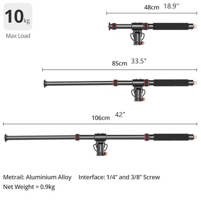 AMBITFUL 42" Heavy Duty Aluminum Tripod Boom Arm Horizontal Center Column arm with Sandbag, 360° Rotatable Overhead Photography Arm for Camera, 22lbs Load Capacity (Tripod Arm) - size: Tripod Arm