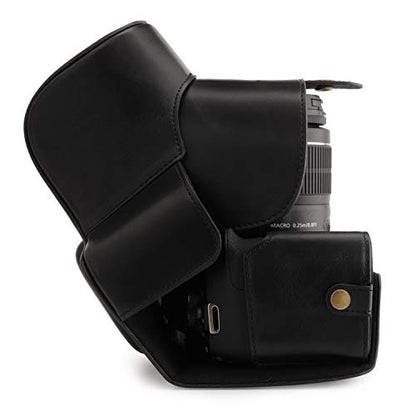 MegaGear MG1607 Ever Ready Leather Camera Case compatible with Canon EOS Rebel T7 (18-55mm), 2000D (18-55mm) - Black - color: Black