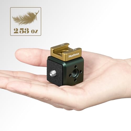 MINIFOCUS Multi-Hole Screws Adapter with Cold Shoe Mounts, Aluminum Thread Mounting Post/Block with 1/4'' & 3/8'' Thread Hole and Arri-locating Hole for Tripod, Magic Arm, Microphone, Camera Cage