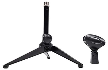 Rockville RDTS Bundle: Adjustable Height Studio Desktop Tripod Mic Stand with Mic Clip, R-Shock Black Metal Shock Mount for Studio Mic, 2-items