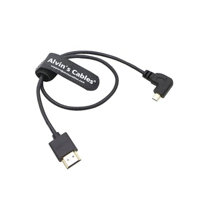 Alvin's Cables Micro HDMI to HDMI Cable 8K60P High-Speed 2.1 for Sony a7 IV FX30 ZV-E10, for Canon R5C R5 R6, Atomos Shinobi Ninja V, 45cm/17.7in, Right Angle Micro HDMI