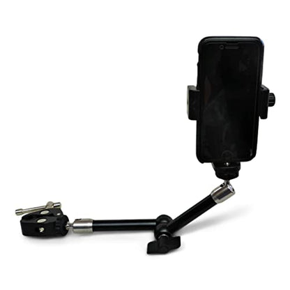 Universal Smartphone and Action Camera Mount for Small Diameter Tubing (3/4" to 1.5") – Machined Aluminum Holder with Quick-Adjust Arm for Outdoor, ATV, UTV, Boats, and Tree Stands
