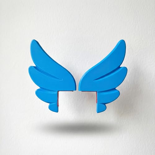 Kawaii Blue Angel Wings Monitor Decor - Aesthetic Gaming Setup Accessories for Gamers & Anime Lovers, Unique Self-Adhesive Computer Ornament (Left & Right Wings)