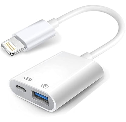 Apple Lightning to USB Camera Adapter with Charging Port, USB 3.0 OTG Cable for iPhone/iPad to Connect Card Reader, USB Flash Drive, U Disk, Keyboard, Mouse, Hubs, MIDI, Plug & Play