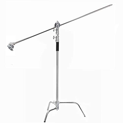 EACHSHOT C Stand Metal with Bag Wheel Max 10.8ft/330cm with 106cm Holding Arm 2 Pieces Grip Head for Godox AD400 Pro AD600 Pro AD600BM Aputure 120D 300D II for Photography Studio Video Monolight