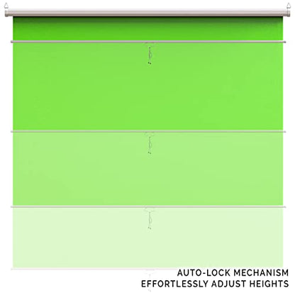 【Wider Style】 KHOMO Gear Green Screen 84 x 84 inch - Extra Large Pull Down Projector Green Screen Backdrop - Portable Collapsible Roll Down Projector Screen - color: Green - White Metal Frame