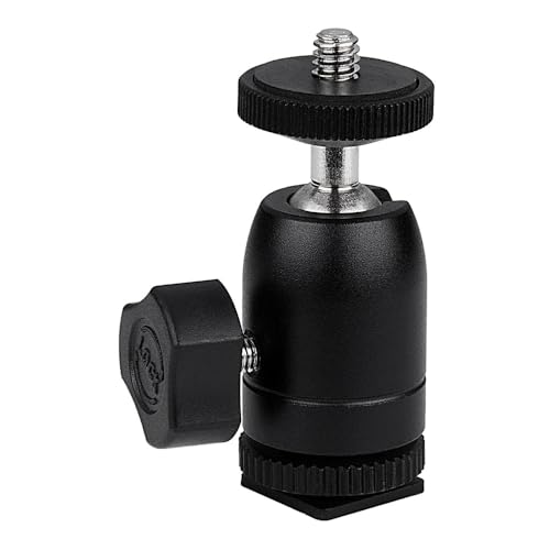 **Bulk of 5** Universal 1/4"-20 Camera Accessory Mount to Hot or Cold Shoe with Mini Ball Head - Multi-Function Swivel Joint with Removable Cold Shoe Mount for 1/4"-20 Male Studs