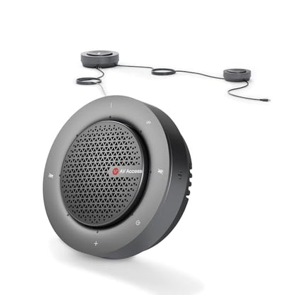 Conference Speakerphone, Daisy Chain up to 9 Speakerphones for 50 People, USB & Bluetooth Speaker with 4 Mics AI Noise Cancellation 360° Voice Pickup for Zoom,Teams,Conference Call Large Meeting Room
