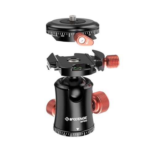 IFOOTAGE Komodo MP30 Metal Ball Head 360 Degree Rotating Panoramic Tripod Head with Quick Release Plate Load 22lbs Compatible with DSLR Mirrorless Digital Cameras for Photography Videography - size: MP30