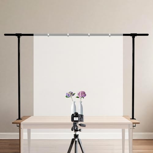 Beyeutao Over The Table Rod Stand with Clamps Adjustable 16"-87" Length 30"-45" Height Metal Balloon Arch Stand Black Table Backdrop Frame Suitable for Photography Wedding Birthday Party Christmas - color: Black, size: 16-87 Inches