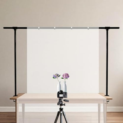 Beyeutao Over The Table Rod Stand with Clamps Adjustable 16"-87" Length 30"-45" Height Metal Balloon Arch Stand Black Table Backdrop Frame Suitable for Photography Wedding Birthday Party Christmas - color: Black, size: 16-87 Inches