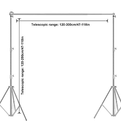 Photo Video Studio Backdrop Stand, 9.19ft Stainless Steel Backdrop Support System Background Stand with Carry Bag for Portrait & Studio Photography - size: 9.8×9.2ft(W×H)