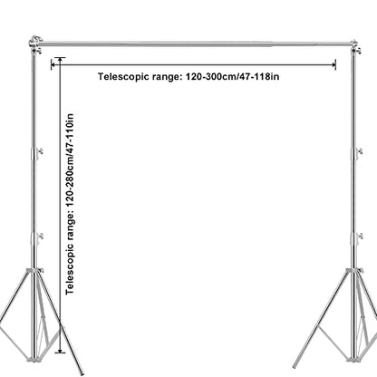 Photo Video Studio Backdrop Stand, 9.19ft Stainless Steel Backdrop Support System Background Stand with Carry Bag for Portrait & Studio Photography - size: 9.8×9.2ft(W×H)