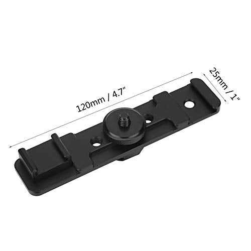 Camera Dual Hot Shoe Extension Bar Mount Bracket, Premium Aluminum Alloy Durable Photography Accessory for DSLR Mirrorless Cameras Black,