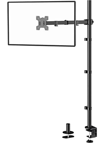 WALI Single Monitor Stand Desk Mount, Tall Monitor Stand Fully Adjustable with 39” Height Pole, Articulating Arm for Computer Screen up to 38 inch, 22lbs (M001XXL), Black - size: 13"-38", style: Single