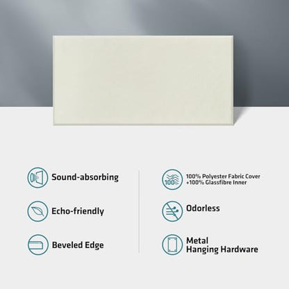 UMIACOUSTICS 4 PCS Acoustic Panels with Hanging Brackets, 2” Thick Fiberglass Sound Proof Panels Removable for Studios, Office, Home Theater Wall- Off White - color: Off White, size: 23.6" x 11.8"-4pcs