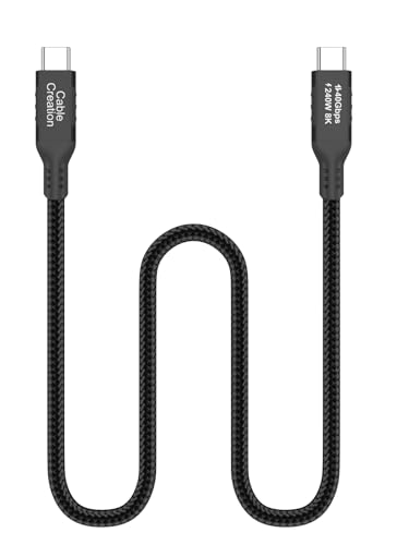 CableCreation 40Gbps USB 4 for Thunderbolt 5 Cable 1FT, 240W PD 3.1 Charging, up to 120Gbps Bandwidth for 8K Video, Braided USB C Data Cable for SSD, MacBook M4 Pro, iPhone17/16,Dock,Auto - color: 40G, size: 1FT-Straight