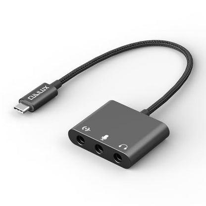 Cubilux USB C to 3.5mm Adapter for Live Streaming/Recording, USB C to TRRS Microphone Splitter for Laptop, Recording Adapter with Line-in & Mic-in & 3.5 Headphone Out-Suitable for Laptop/PC
