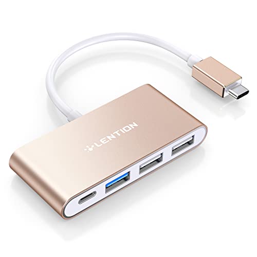 LENTION 4-in-1 USB-C Hub, USB3.0, USB2.0, 100W Charging, Multiport Adapter | Ideal for Work & Study, Stable Driver 3.0 Certified, Compatible with macOS, iOS/iPadOS, Windows & ChromeOS (C13, Gold) - color: Gold