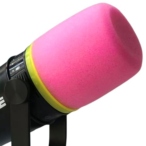 MV7 Foam Cover and Retainer Ring for Shure MV7 Pop Filter High-Density Colored Windscreen for Podcast Streaming Gaming (Pink) - color: Pink