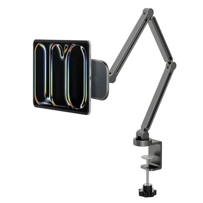 Spigen OneTap Clamp Tablet Stand Designed for All iPad/Pro/Air/Mini Models Compatible with 8.3" / 10.9" / Pro 11" / 12.9" / 13" Premium Adjustable Multi-Angle Magnetic Stand - Space Gray - size: Clamp Tablet Stand