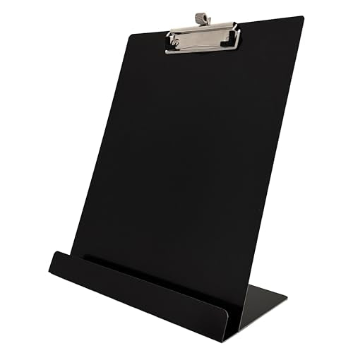Saunders Free Standing Clipboard and Tablet Stand, Black Letter Size Paper Organizer with Steel Clip for Office, School & Work - Clip Board Paper Stand Holds Documents, Tablets & Phones - Made in USA