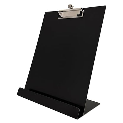 Saunders Free Standing Clipboard and Tablet Stand, Black Letter Size Paper Organizer with Steel Clip for Office, School & Work - Clip Board Paper Stand Holds Documents, Tablets & Phones - Made in USA