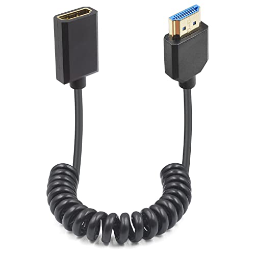 Duttek 8K Coiled HDMI Extension Cable, Extreme Thin HDMI Male to Female Coiled Cable 48Gbps Ultra High Short HDMI Cable 8K@60Hz Resolution Backward Compatible for 4K Ultra HD, 1080p 4FT/1.2M - style: HDMI Male to Female