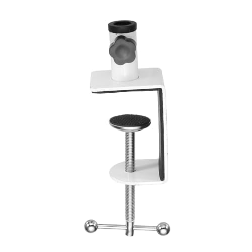 HARFINGTON Metal Table Clamp Mount 2.7" Hole Dia Clamp for Desk Lamp Mount Stand Universal Cantilever Bracket with Adjustable Screw Plastic Handle for Microphone Arm Lamp Stand, White - size: 2.7", style: Plastic Handle