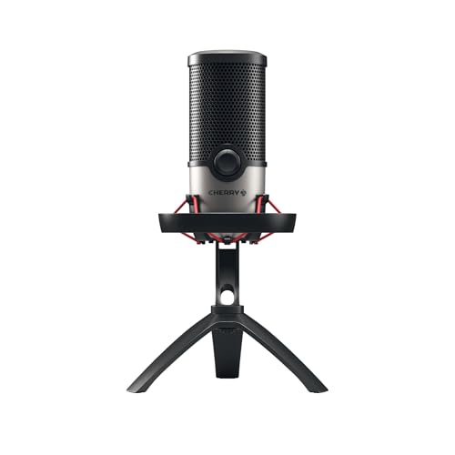 Cherry UM 6.0 Advanced, USB Microphone for Streaming, Podcasting & Home Office Use, 2 Polar Patterns, Shock Mount, Compatible with PC/Mac/PS4/PS5, Black/Silver - color: UM 6.0 Silver