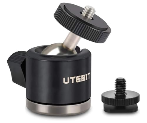 UTEBIT 20mm Mini Ball Head Tripod Head Mount with 1/4" hot Shoe, Black | 360° Rotatable Camera Mount Adapte Aluminium Ball Heads Compatible with Tripods, Monopods, HTC Vive, SLR Cameras Load 2.5lb - style: 20mm Ball Head
