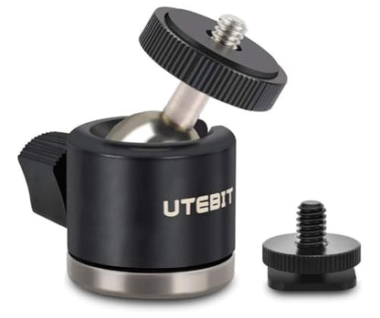 UTEBIT 20mm Mini Ball Head Tripod Head Mount with 1/4" hot Shoe, Black | 360° Rotatable Camera Mount Adapte Aluminium Ball Heads Compatible with Tripods, Monopods, HTC Vive, SLR Cameras Load 2.5lb - style: 20mm Ball Head