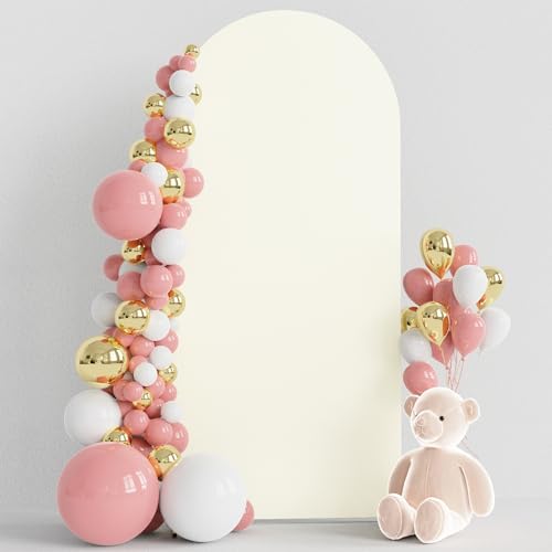 Wokceer 6FT Wedding Arch Backdrop Cover Spandex Fitted Ivory Wedding Arch Covers Round Top Chiara Backdrop Cover for Birthday Party Ceremony Banquet Decoration - color: Ivory, size: 6 FT