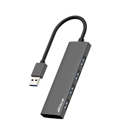 USB Hub, USB 3.0 Hub Aluminum Alloy Ultra Slim USB Splitter, Portable 4 Port USB Extender, USB Hub for Laptop, PC, MacBook, iMac, Surface Pro, Mac Pro, Flash Drive, XPS 【Black】 - color: Black-Aluminum Alloy, size: 25cm