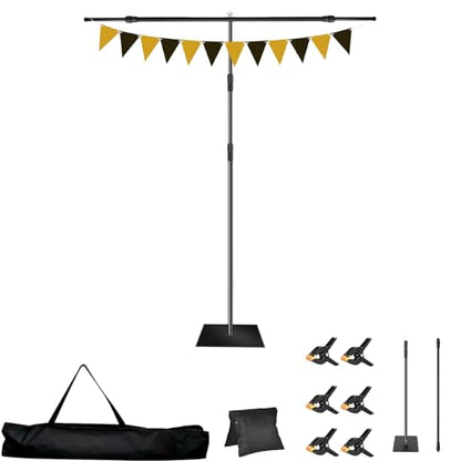 8 * 5FT Backdrop Stand, Metal Base Photo Studio Support System, Adjustable Backdrop Frame for Photography, Streaming, Wedding, Projector Screen, Tool Free Setup & Portable Carry Bag - size: 8*5FT