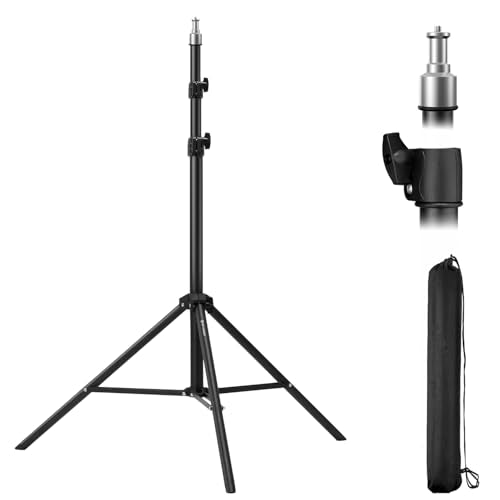 K&F CONCEPT Light Stand for Photography, 6.5ft/2M Portable Extendable Photo Video Tripod Stand, Lighting Tripod with 1/4" Screw for Lighting/Strobe Light/Webcams/Cameras/Softbox, with Storage Bag - size: 2.0M