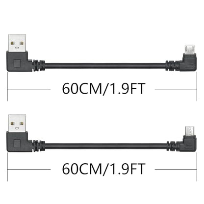 Micro USB Power Data Cable Cable 60CM, 90 Degree USB A Male Left Angle to Micro USB Male Left & Right Angle Charging and Data Sync Cable, for GPS, Dash Cam, Digital Camera, Hard Drive etc - 1Pair - style: USB A Left Angle to Micro USB Left & Right Angle -