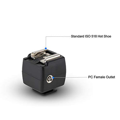 JJC Optical Flash Slave Trigger, Hot Shoe Sync Adapter with PC Socket,Optical Sensor & 1/4"-20 Threaded Socket Cold Shoe for All Flashes Speedlight with Standard ISO 518 Hot Shoe-1 Pack