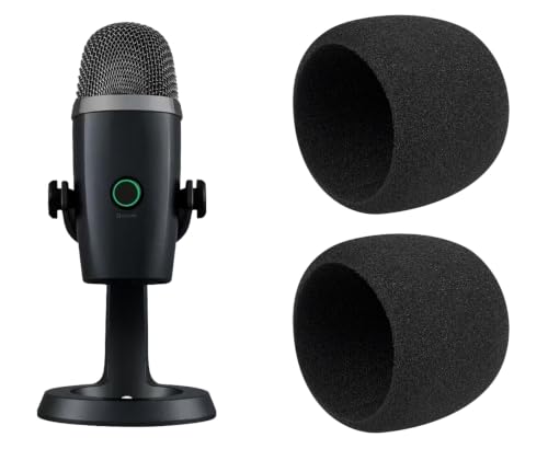 SOULWIT 2Pcs Pop Filter for Logitech for Creators Blue Yeti Nano USB Microphone, Protective Mic Cover Windscreen Foam - Black