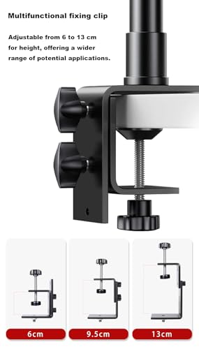 Camera Desk Mount with C Clamp, 18"-23" Adjustable Desktop Light Stands with 1/4" Ball Heads Cold Shoe Adapters, Sturdy Metal Clamp for Webcam, DSLR Camera, Ring Light, Microphone, Max Load 2kg
