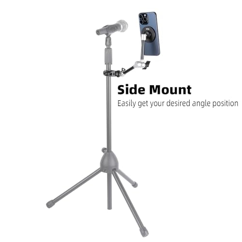 All-Metal Magnetic Phone Holder with Super Clamp&10″ Long Arm for Magsafe, Adjustable Rear View Mirror Phone Holder Mount for Car/Truck/Handlebar, Compatible with iPhone 16 15 14 13 12 Series