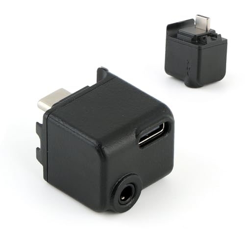 3.5mm Audio Adapter for DJI Osmo Action 5 Pro Mic Audio Adapter for Action 4 Microphone Audio Input Enhanced with Type-C（for Charging）
