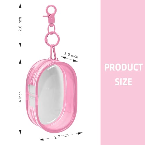 Linsaner 1|2|4 Pack Available Storage Bag for Organizing Data Cables, Earphone, Chargers, Keys, Change, Blind Box Doll Transparent Display Bag, Tech Pouch(Pink, 1Pack) - color: B1-Pink