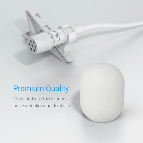 Cubilux Foam Cover for Lavalier Lapel Microphone, Windscreen for Mini Clip-On Lav MIC, Foam Cover, 10-Pack, White - color: Foam Cover, 10-Pack, White