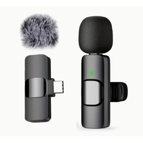 Wireless Clip-On Microphone, Plug-and-Play, Easy-to-Use Professional Wireless Microphone for Smartphones, Laptops, Omnidirectional Condenser Recording Microphone for Interviews