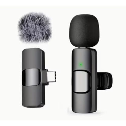 Wireless Clip-On Microphone, Plug-and-Play, Easy-to-Use Professional Wireless Microphone for Smartphones, Laptops, Omnidirectional Condenser Recording Microphone for Interviews